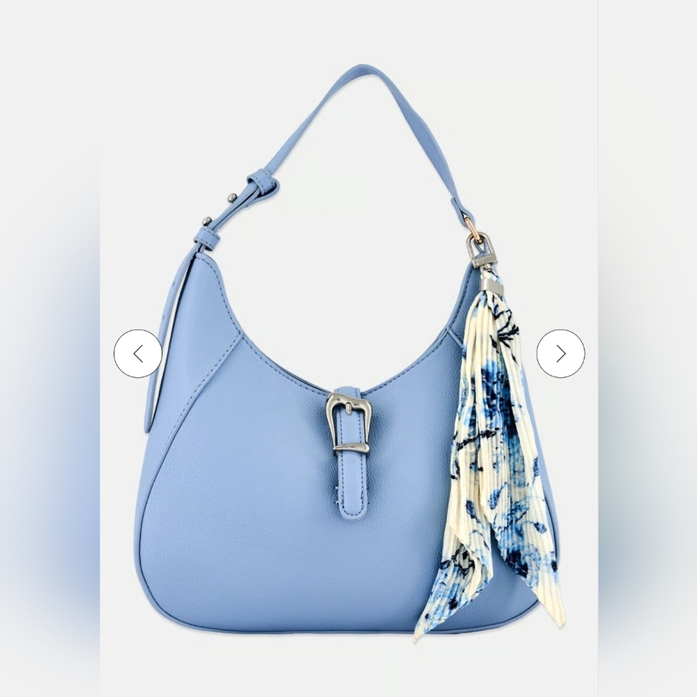 Anne Klein Palmer Shoulder Bag in Blue Haze With Scarf Charm